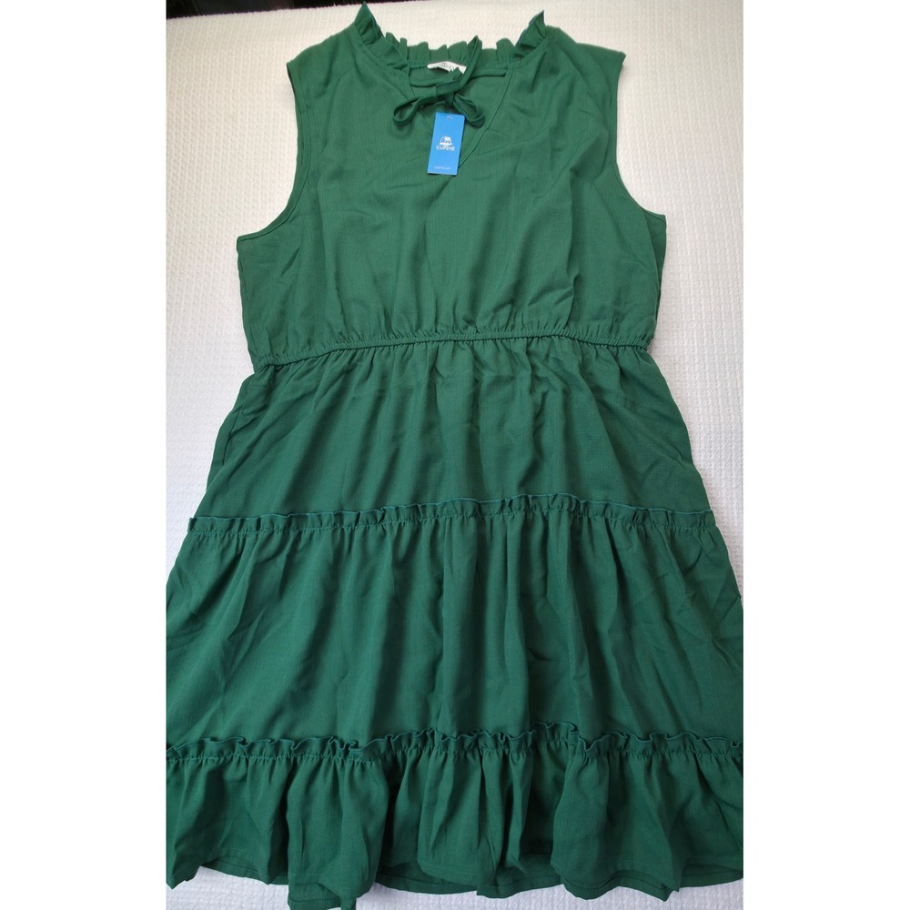 Cupshe Tiered Mini Dress Womens XXL Green New NWT Ruffle Neck Boho